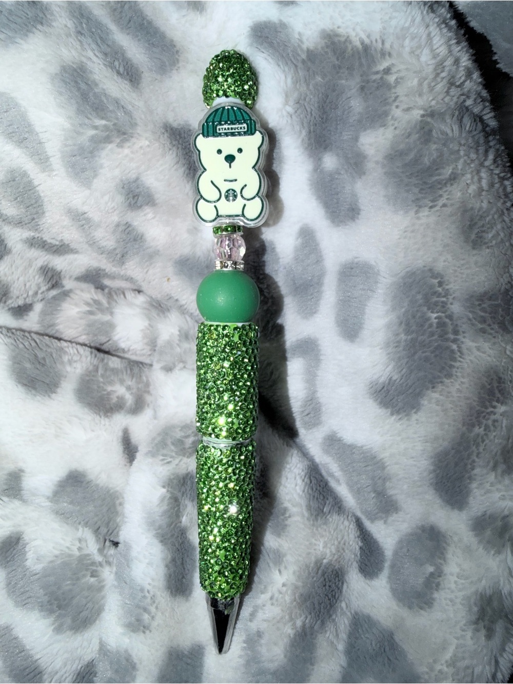 Starbucks Green Bear Sparkle Kids Pen with Crystal Accents